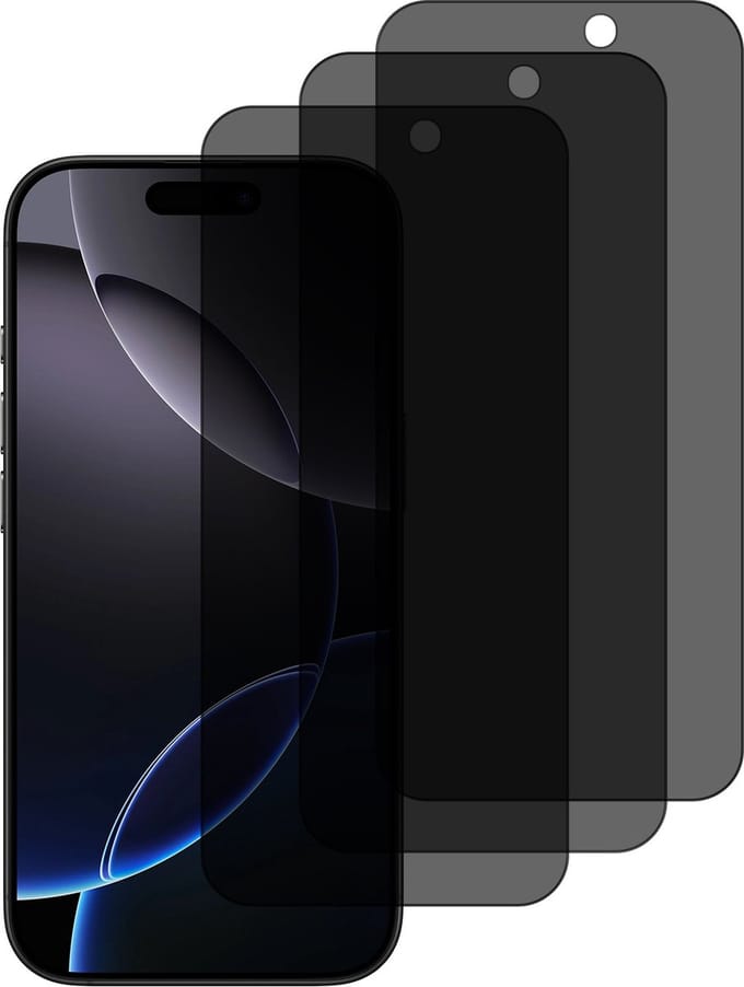 Privacy Screen protector Geschikt voor iPhone 16 Pro Max screenprotectors Privacy - 3 Stuks - Full screen protector tempered glass van gehard glas