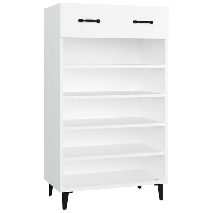 vidaXL - Schoenenkast - 60x35x105 - cm - bewerkt - hout - wit
