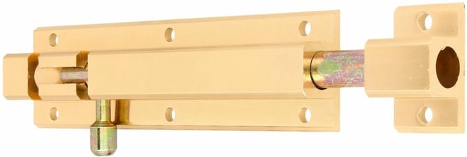 AMIG schuifslot/plaatgrendel - aluminium - 25cm - goud - incl schroeven - deur - raam