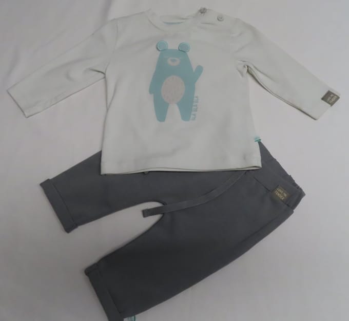 Ensemble - Jongens - Creme / grijst / groen - 3 maand 62