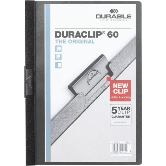 Klemmap Durable Duraclip A4 6mm 60 vellen zwart