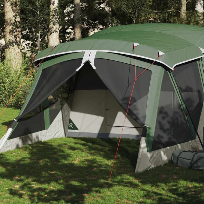 Vidaxl Tente de Camping avec Abside pour 4 Personnes, Verte, Imperméable