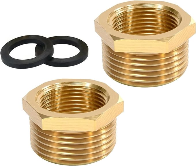 Messing verloopstuk adapter 1/2 naar 3/8 inch met lederen band - 2 stuks voor leidingen en fittingen