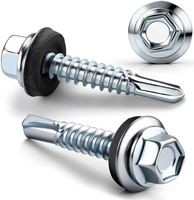 130x Zelfborende Dakschroeven met Afdichtring (5,5x25mm) - Verzinkt Koolstofstaal