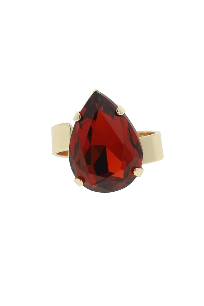 OTAZU Classic Drop Ring Smoked Topaz Red Taglia: OS | Anelli Outlet | Donna | Rosso