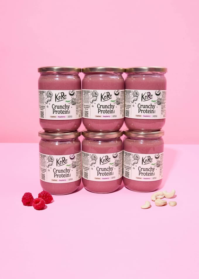 Vegan crunchy proteinspread cashew-framboos 6 x 500 g