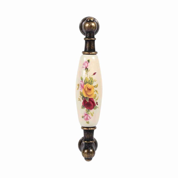 Vintage Bloem Keramiek Brons DIY Deurklinken Kast Kast Ladeknoppen Trekker 2#