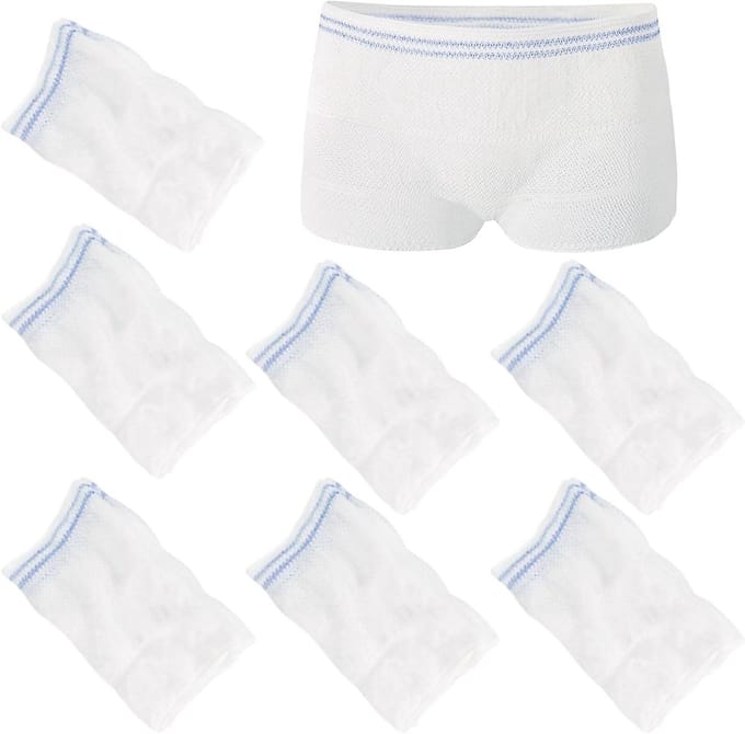 Fix Reusable Net Pants - 7 Pack, High Density Mesh Disposable Pants for Pregnancy Incontinence Daily Travel (White)