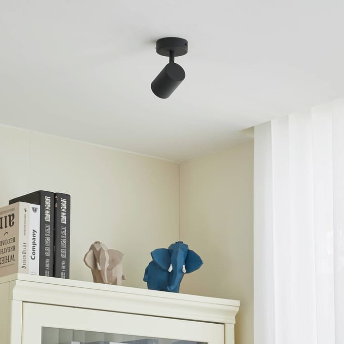 Lindby plafondspot Jorell, zwart, 13 cm, 1-lamp, GU10