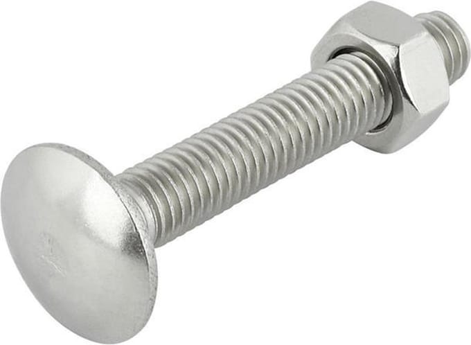 Slotbout met moer. M8 x 70mm. lang. RVS-A2. 3 stuks Houtbout. Ifix.