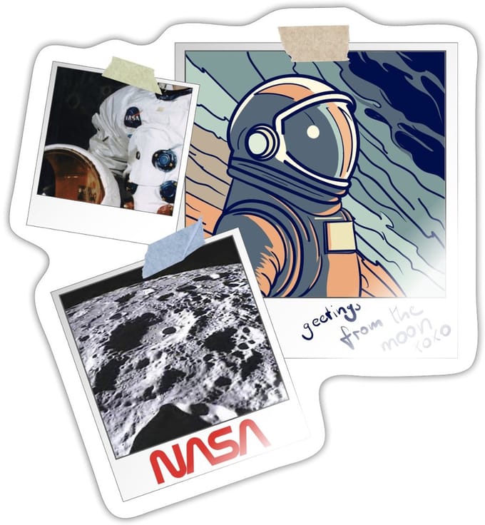 NASA Groeten Van De Maan Ontwerp Sticker maat S (10 x 10 cm)