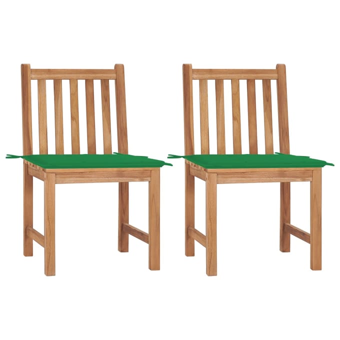 vidaXL - Tuinstoelen - 2 - st - met - kussens - massief - teakhout