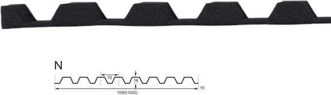 Schuimprofiel - golfplaten - damwand - type N 70/16 - 10 stroken