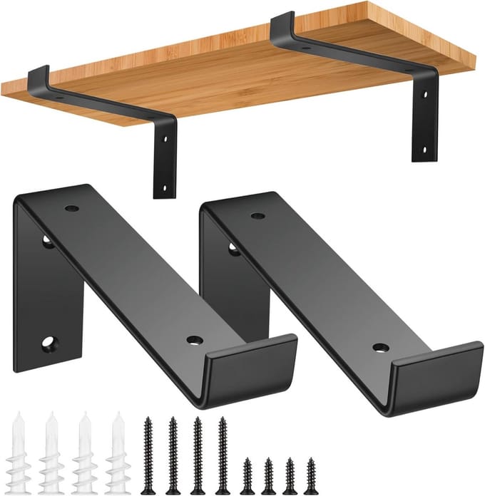 Zwevende Wandplank Beugels - Plankdragers - Opslag Creëren - Robuust Ijzer - 2 Stuks 18 cm - Zwart