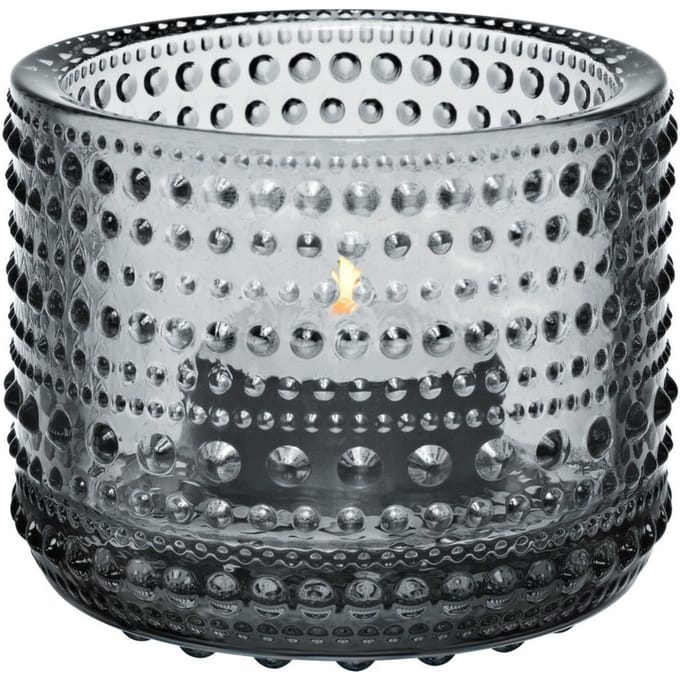 Iittala Kastehelmi Theelichthouder / Kaarshouder / Waxinelichthouder Glas - Sfeerlicht - Grijs - 64mm - 1 Stuk