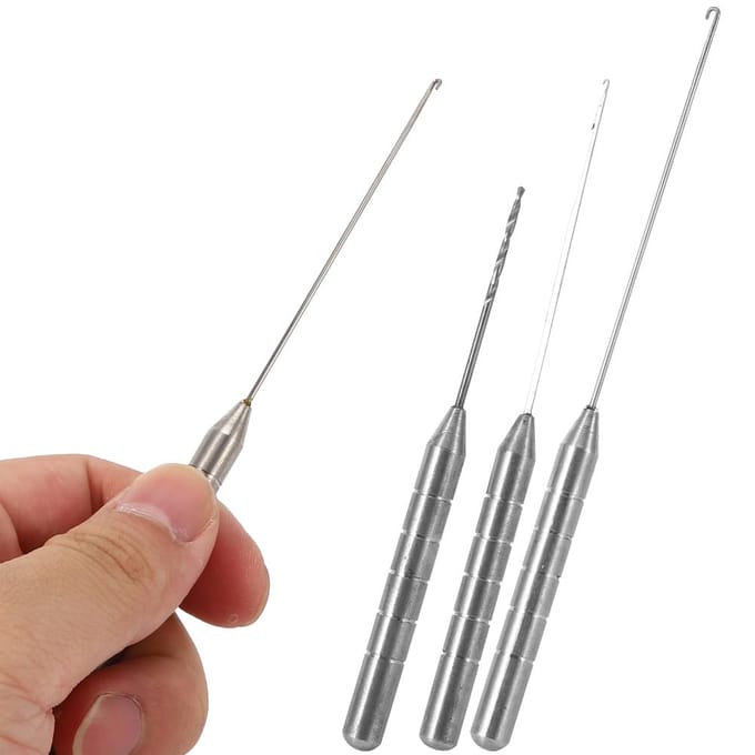 3 stuks RVS Vis Aas Stringer Boor Naald Draagbaar Roestvrij Vistuig gray