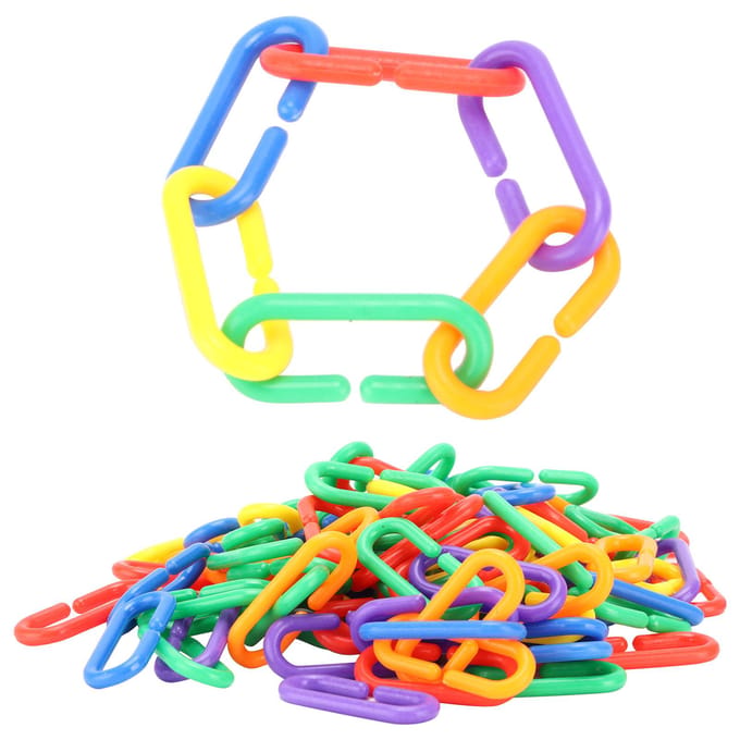 Plastic Ketting Vogel Speelgoed Plastic CClips Haken Kettelschakels Papegaai Educatief Vogel Kauwspeelgoed multi