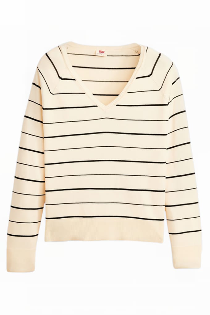 Levi's Petal Vneck Sweater Olympic Stripe White Taglia: M | Maglioni a maglia Outlet | Donna | Bianco