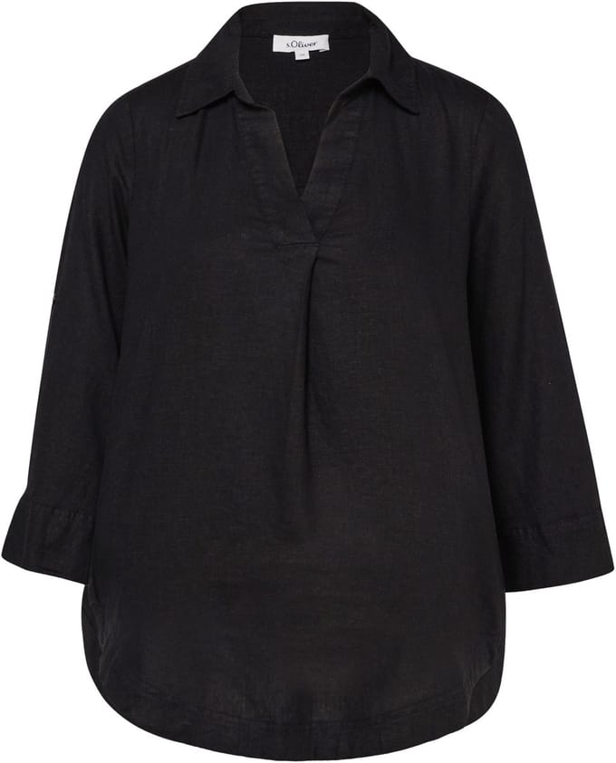 Linnen gemengde blouse met 3/4 mouwen en kraag voor dames s.Oliver