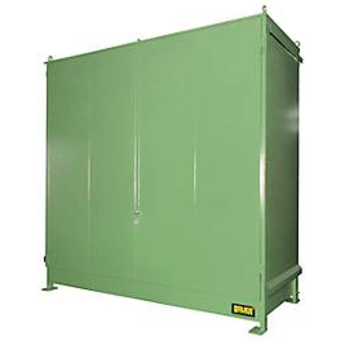 Stellingcontainer BAUER CEN 33-2 IBC, staal, dubbele scharnierdeur, B 3510 x D 1500 x H 3485 mm, groen