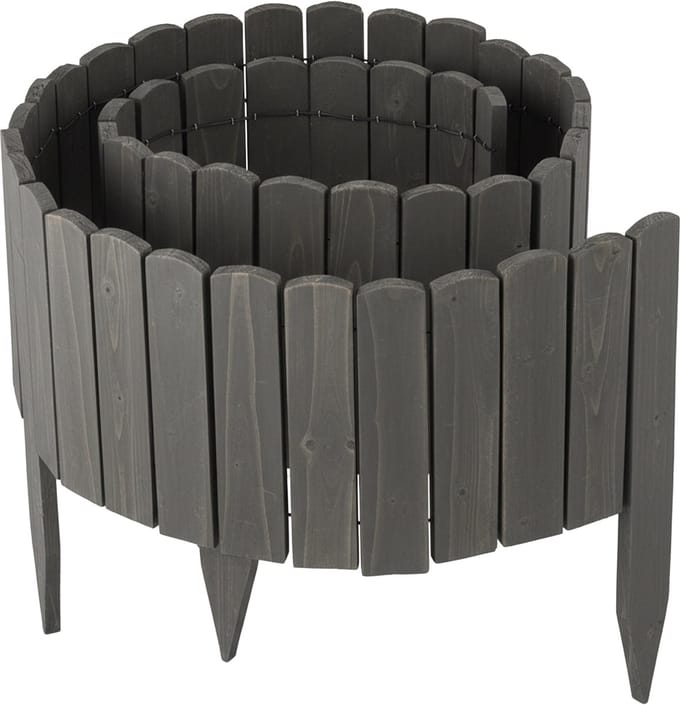 Borderrand - 200x30 cm - flexibel - hout - donkergrijs