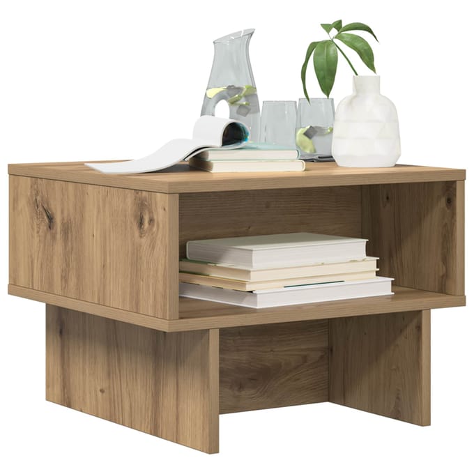vidaXL - Salontafel - Artisan - Eiken - 48 - x - 46 - x - 35 - cm - Bewerkt - hout