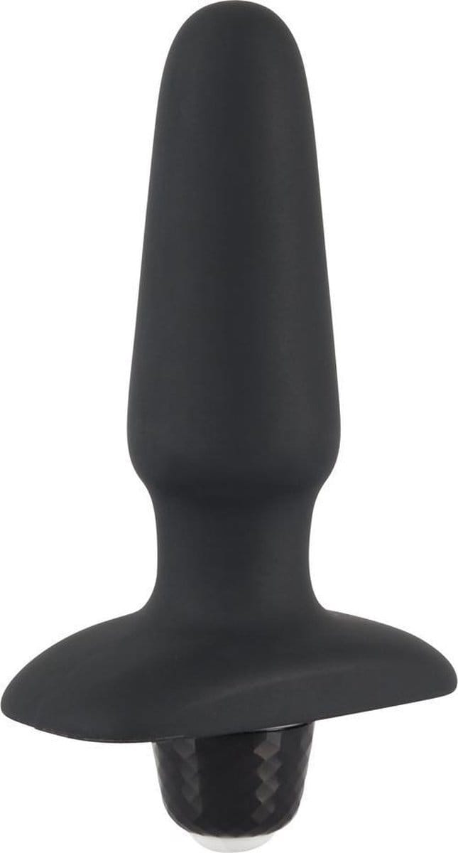 Sweet Smile – Siliconen Buttplug met Oplaadbare Vibro Bullet – 14 cm – Zwart