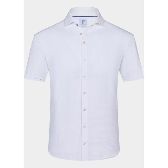 R2 Amsterdam Casual hemd korte mouw solid seersucker short sleeve 132.wspss.031/004