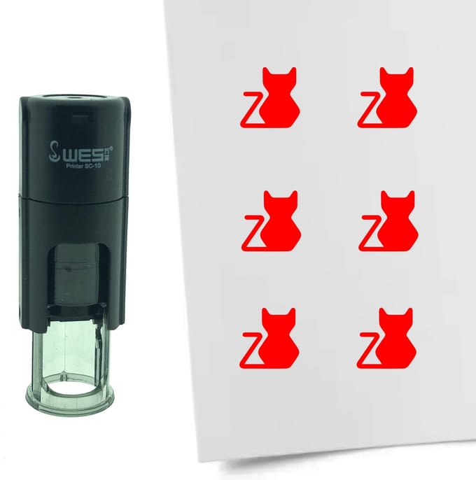 CombiCraft Stempel Kat 10mm rond - rode inkt