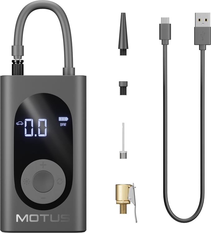Draagbare Elektrische Luchtpomp – Mini Compressor voor E-Step, Fiets & Ballen – Digitale Display – Powerbank & Zaklamp Functie – USB-C Oplaadbaar