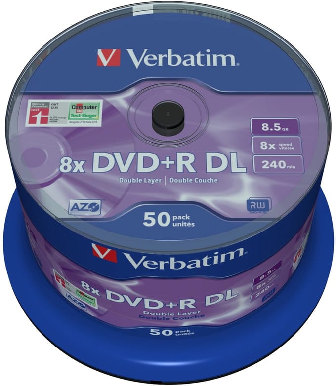 "Verbatim DVD+R DL 8,5GB 8x SP MATT SILVER SURFACE - Rohling"