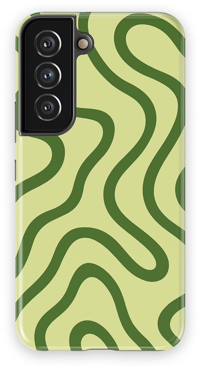 DripCase Curvy Lines Hoesje Samsung Galaxy S22 | Backcover met Mag | Design Tough Case Samsung Galaxy S22 Leaf Loop