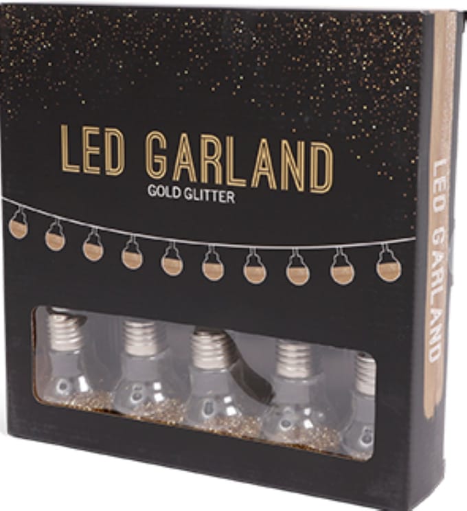 SENZA LED GLITTER BOL SLINGER GOUD