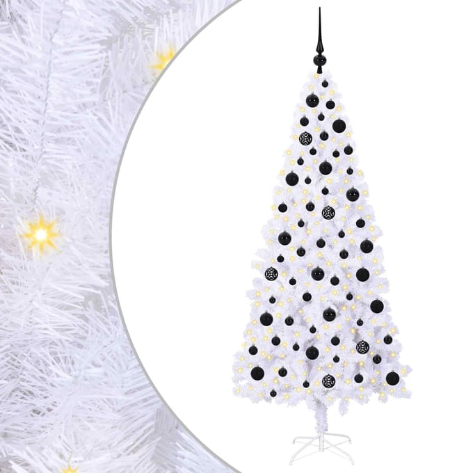 vidaXL - Kunstkerstboom - met - 300 - LED - Wit - 180 - cm - PVC - en - Staal