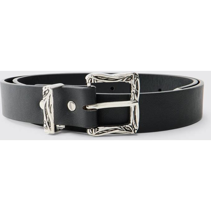 PU Western Buckle Belt | Black | Size Medium/Large