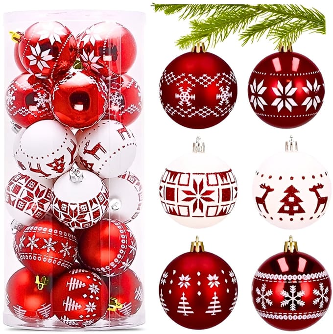 Zolta - Kerstballen - Mat en Glanzend - PRL - Rood en Wit - Veilig voor Kinderen
