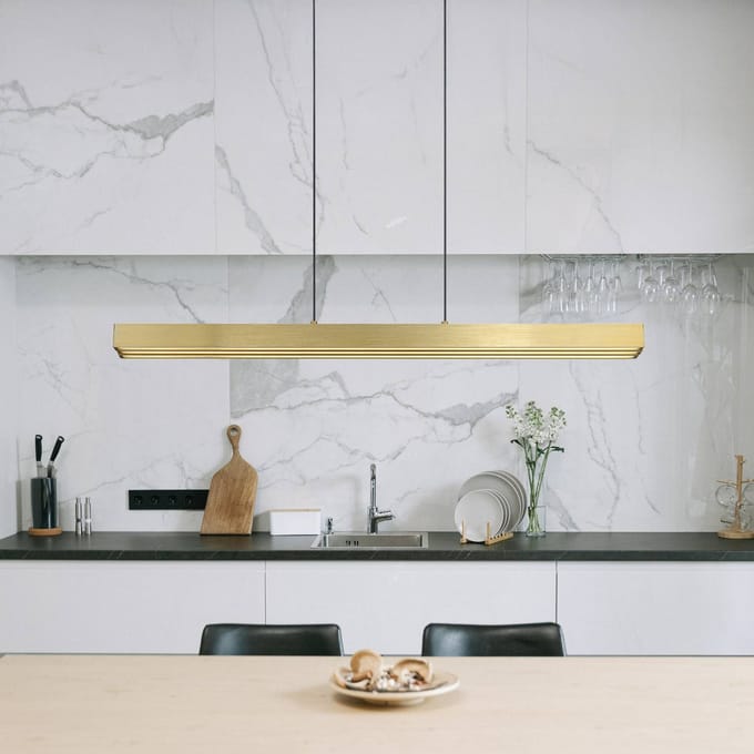 Globo LED hanglamp Ethan, messingkleurig, 150 cm, uitschuifbaar