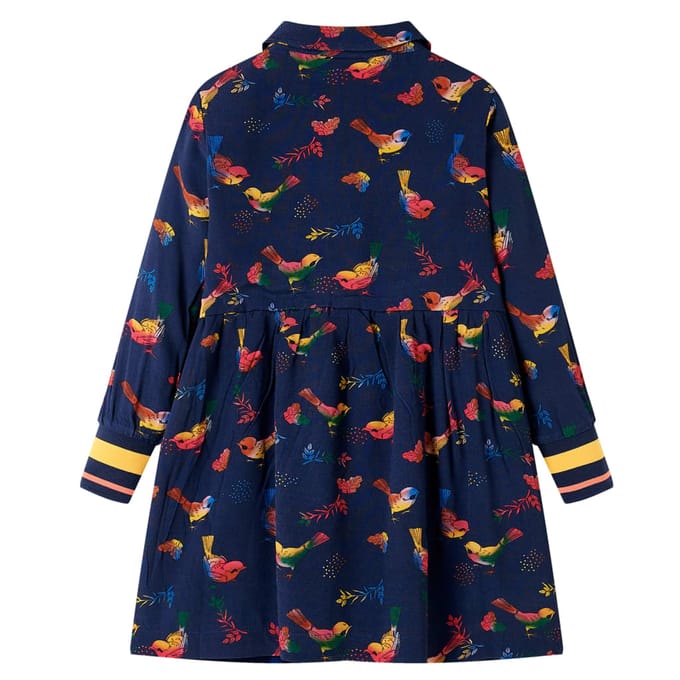 vidaXL - Kinderjurk - met - lange - mouwen - 128 - marineblauw
