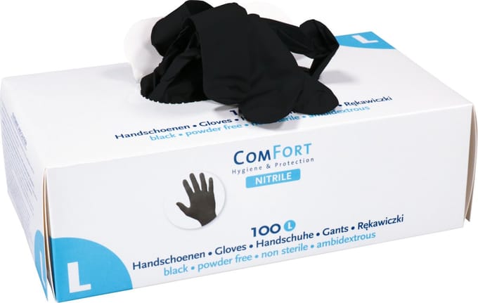 ComFort - Nitril Handschoenen - ongepoederd - 4 gram - Zwart - per 100 stuks