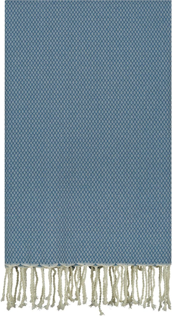 Lantara Plaid Katoen Ottoman - Petrol Blauw - 190x300cm