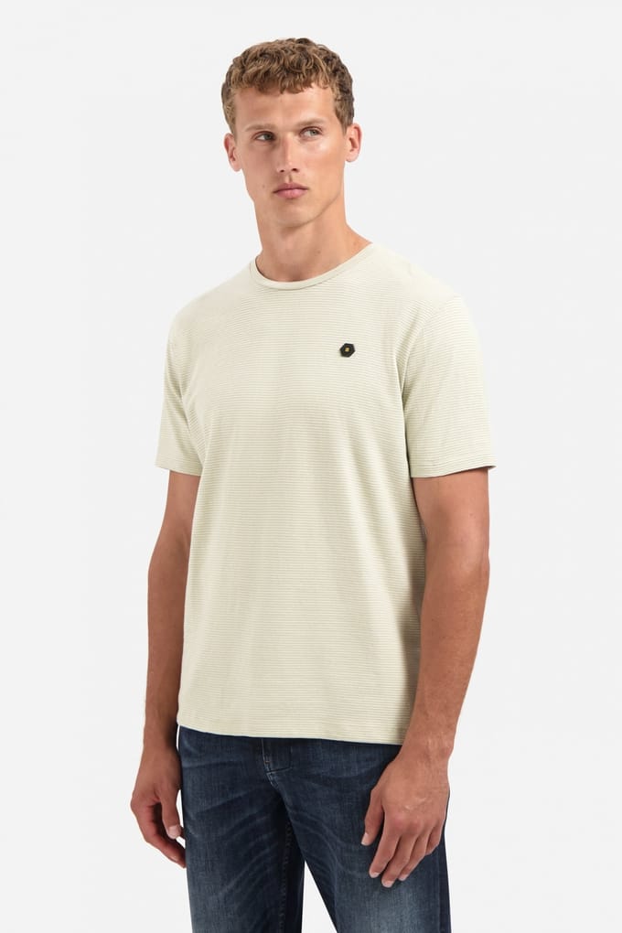 No Excess T-shirt Crewneck Melange Jacquard Stripes Light Moss Größe: M | Basic T-Shirts Outlet | Herren