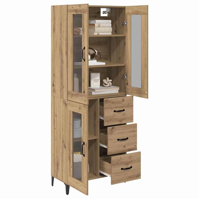 vidaXL - Highboard - Artisan - Eiken - 69,5 - x - 34 - x - 180 - cm - Bewerkt - hout