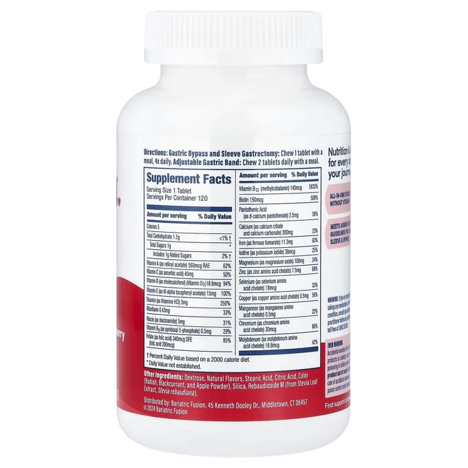 Bariatrische Fusion, Multivitamine, Aardbeiensmaak, 120 Tabletten