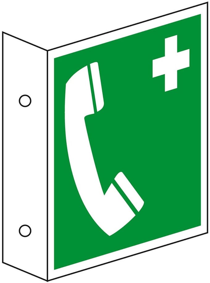 Haaks noodtelefoon bord, 200 x 200 mm, E004