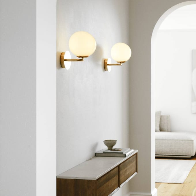 DFTP by Nordlux Wandlamp Shapes met glazen kap, wit/messing