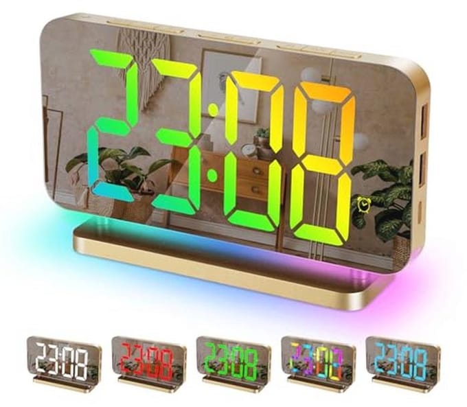 Digitale Alarmklok met 7,4" Display en RGB Nachtlamp 10 Modus