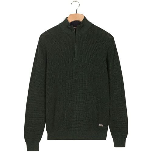 Baileys Trui Uni Color Structure Knit Half Zip Collar Donker Groen / male