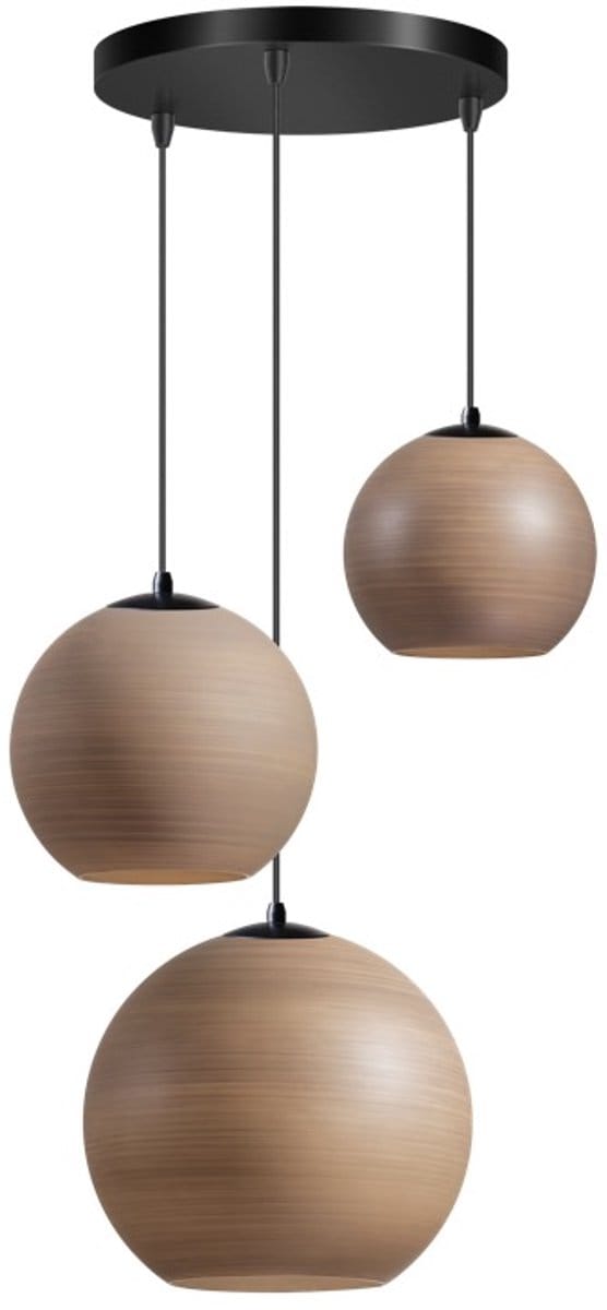 ETH Orb hanglamp 3x E27 taupe/grijs glas 20-25-30cm / zwart