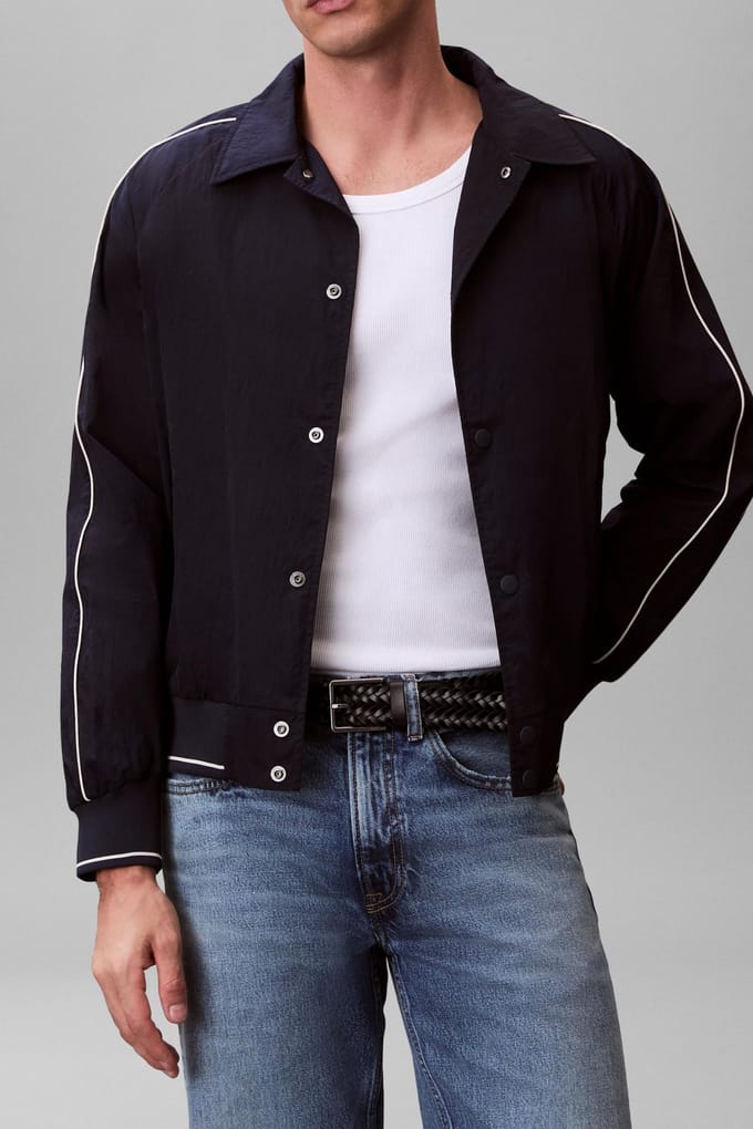 Calvin Klein Ls Nylon Snap Bomber Jacket Dark Sapphire Taglia: M | Bomber Outlet | Uomo | Blu