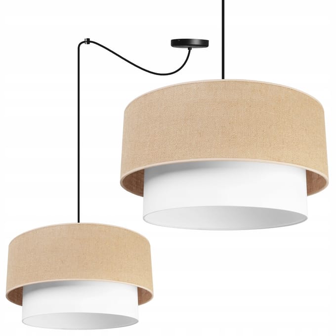 Hanglamp Jute Boho Stijl - Zwart/Wit - E27 - 45cm
